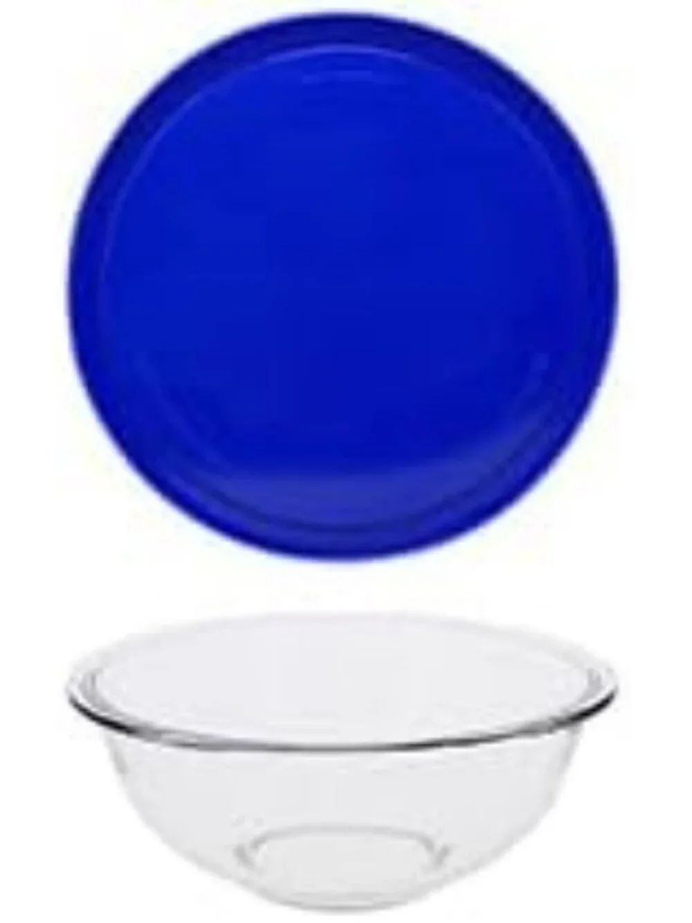 2.5Qt Glass Mixing Bowl with Blue Lid | BPA-Free, Dishwasher Safe, Stain
